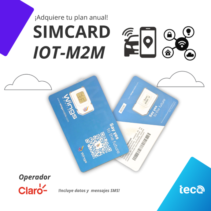 ¡Nuevo! PLAN SIMCARD IoT-M2M (ANUAL) CLARO GBs ILIMITADOS / Mes + 100 SMS