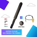 Kit antena articulada celular MULTIBANDA 2G/3G/4G LTE + Cable conector UFL A SMA Hembra 10 cms